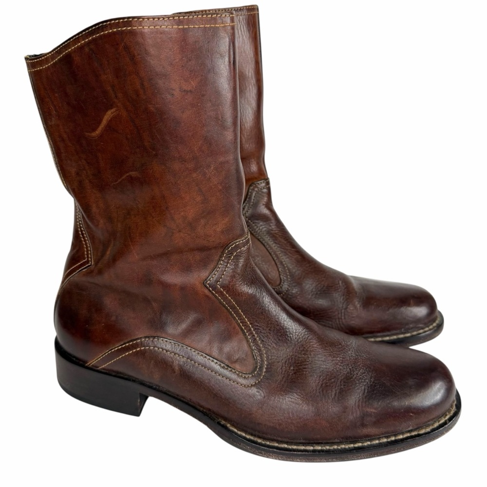 Cole Haan Men's Western Style Brown Leather Mid Calf Boots Size 8.5